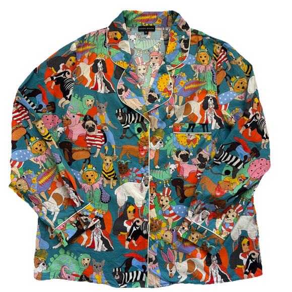 Karen Mabon Pajama Top Womens XL Fancy Dress Dogs Organic Cotton TOP ONLY - Picture 11 of 11